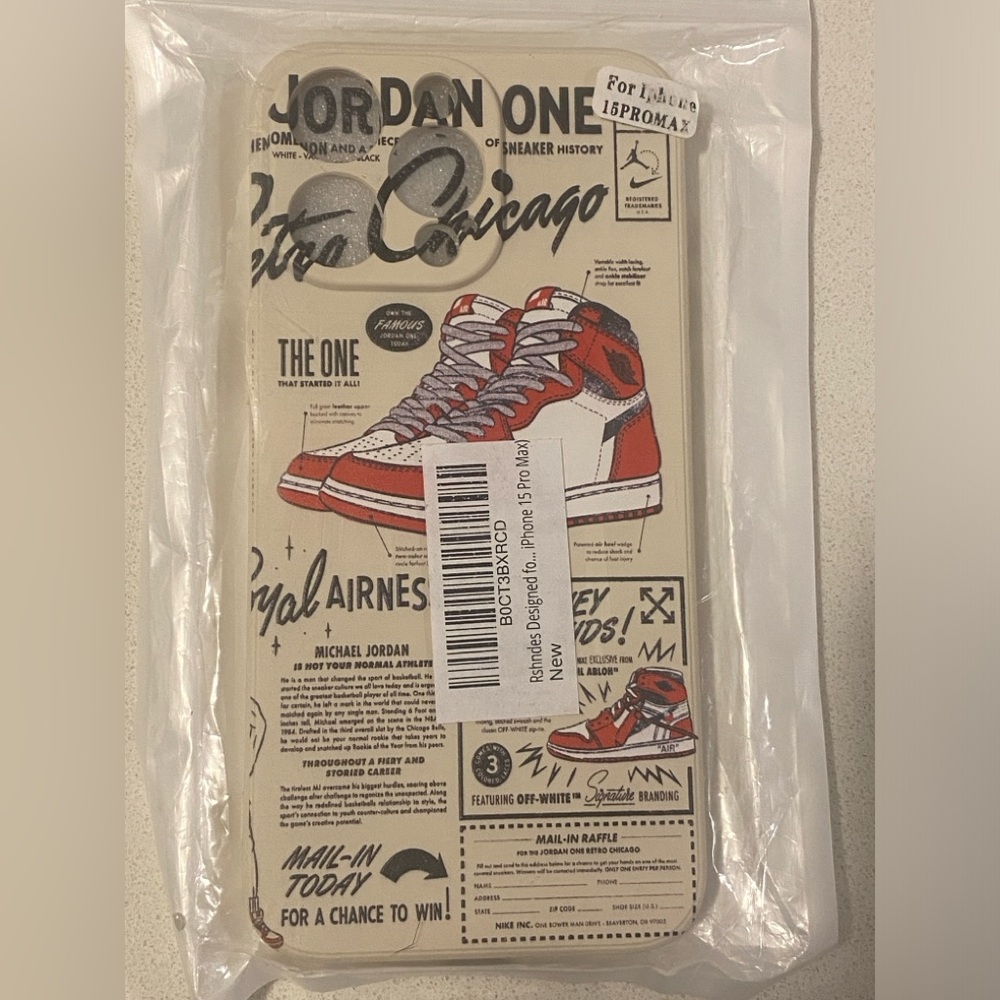 iPhone 15 pro max case Michael Jordan “Jordan One” retro style case.